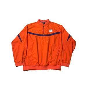 Vintage Clemson Tigers Jacket Men's M Orange Nike Quarter Zip Pullover Clima Fit